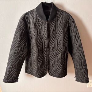 EUC Versace Collection Inspired Womens Polyamide Quilted Black Jacket Sz 50 (XL)